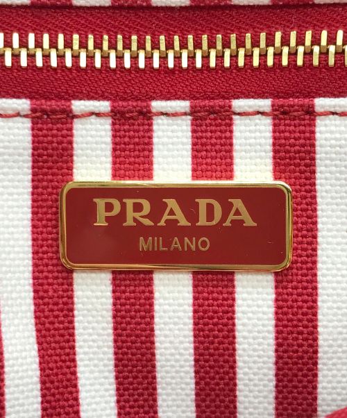 PRADA（プラダ）PRADA (プラダ) カナパ ロゴキャンバスコスメポーチ レッドの古着・服飾アイテム