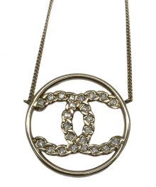 CHANEL（シャネル）の古着「ラインストーンココマークネックレス」｜シルバー