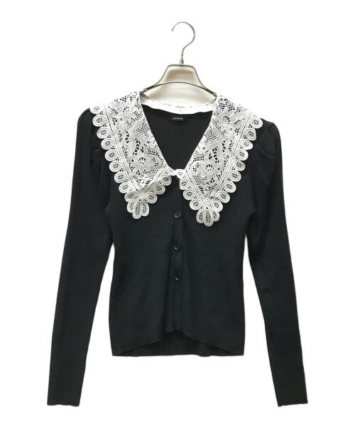JILL STUART（ジルスチュアート）JILL STUART (ジルスチュアート) レースカラーニットカーディガン ブラック サイズ:FREEの古着・服飾アイテム