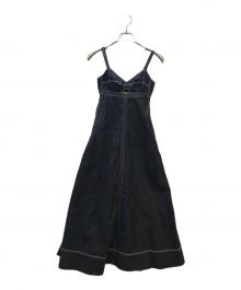 TORY BURCH（トリーバーチ）の古着「パーフォレーション ポプリン カットアウト ドレス」｜ネイビー