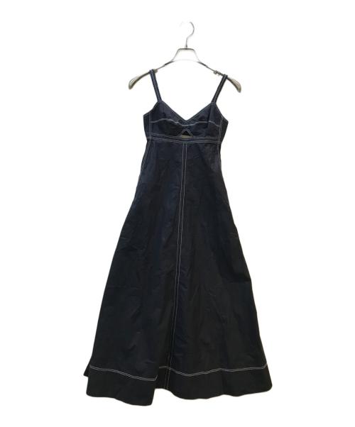 TORY BURCH（トリーバーチ）TORY BURCH (トリーバーチ) パーフォレーション ポプリン カットアウト ドレス ネイビーの古着・服飾アイテム