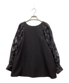willfully（ウィルフリー）の古着「flower organdy volume sleeve georgette tops」｜ブラック
