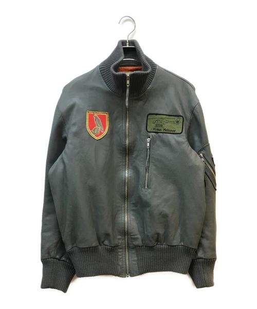 German military（ジャーマンミリタリー）German military (ジャーマンミリタリー) レザーフライトジャケット グレー サイズ:174/92の古着・服飾アイテム