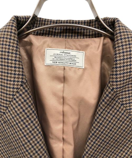 JOURNAL STANDARD relume（ジャーナルスタンダード レリューム）JOURNAL STANDARD relume (ジャーナルスタンダード レリューム) チェックダブルジャケット ブラウン サイズ:38の古着・服飾アイテム