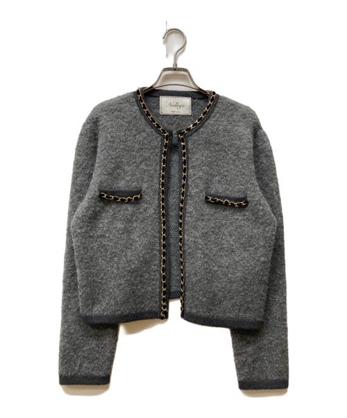 NOLLEY'S（ノーリーズ）NOLLEY'S (ノーリーズ) チェーンブレードフワフワジャケット グレー サイズ:38の古着・服飾アイテム