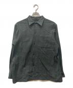 COMOLIコモリ）の古着「ウールチェック オープンカラーシャツ」｜グリーン