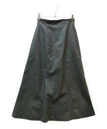 AKIKOAOKI（アキコアオキ）の古着「ピンストライプハイウエス卜フレアスカート」｜グレー