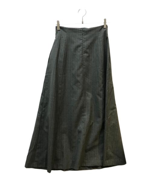 AKIKOAOKI（アキコアオキ）akikoaoki (アキコアオキ) ピンストライプハイウエス卜フレアスカート グレー サイズ:FREEの古着・服飾アイテム