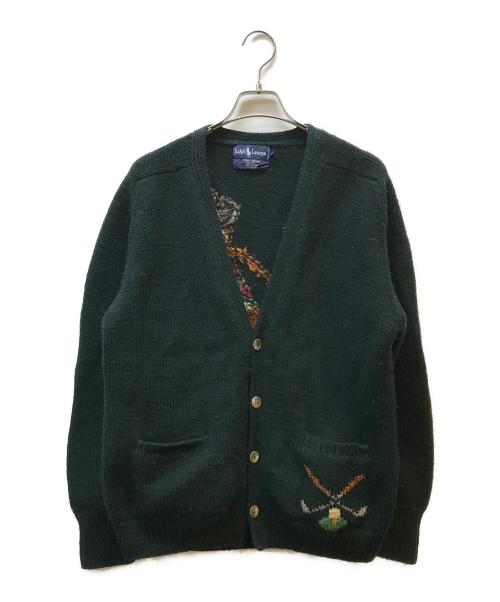 RALPH LAUREN（ラルフローレン）RALPH LAUREN (ラルフローレン) ハンドニットVネックカーディガン グリーン サイズ:Ｓの古着・服飾アイテム