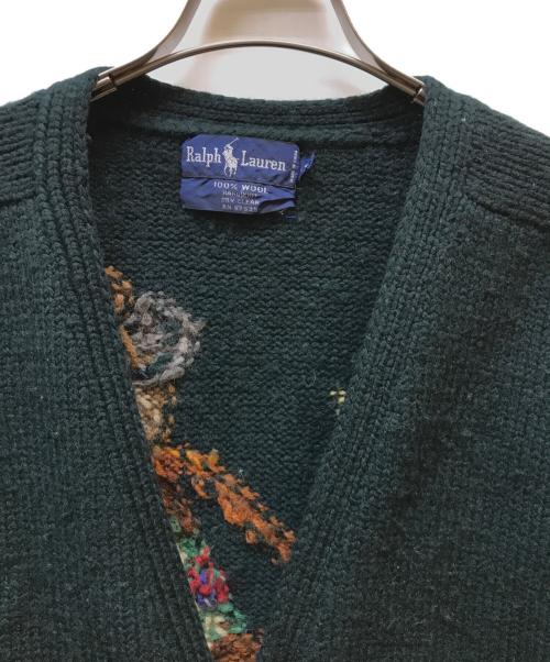 RALPH LAUREN（ラルフローレン）RALPH LAUREN (ラルフローレン) ハンドニットVネックカーディガン グリーン サイズ:Ｓの古着・服飾アイテム