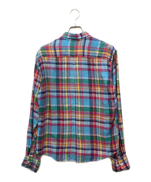 Frank&Eileen（フランクアンドアイリーン）Frank&Eileen (フランクアンドアイリーン) マドラスリネンシャツ ブルー サイズ:XSの古着・服飾アイテム