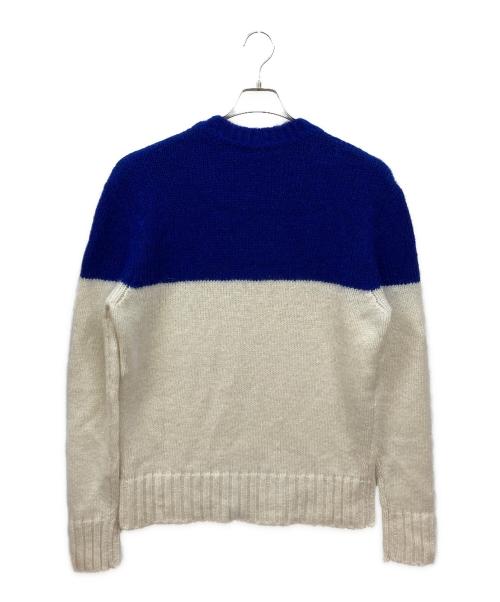 PLAN C（プランシー）Plan C (プランシー) アルパカ混クルーネックニット ホワイト×ブルー サイズ:42の古着・服飾アイテム