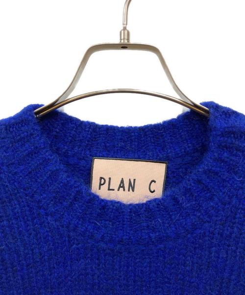 PLAN C（プランシー）Plan C (プランシー) アルパカ混クルーネックニット ホワイト×ブルー サイズ:42の古着・服飾アイテム