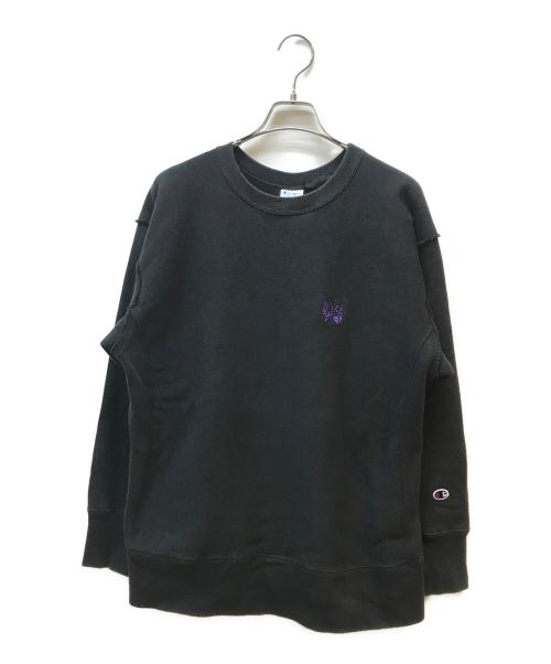 BEAMS BOY（ビームスボーイ）BEAMS BOY (ビームスボーイ) Needles (ニードルズ) Champion (チャンピオン) トリプルネーム REVERSE WEAVE スウェット ブラック×パープル サイズ:Mの古着・服飾アイテム
