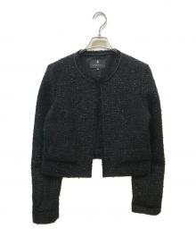 LANVIN COLLECTION（ランバンコレクション）の古着「ラメツイードジャケット」｜ブラック