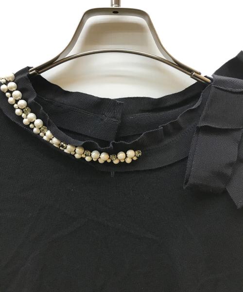 LANVIN COLLECTION（ランバンコレクション）LANVIN COLLECTION (ランバンコレクション) パールビーズ長袖ニットプルオーバー ブラック サイズ:38の古着・服飾アイテム