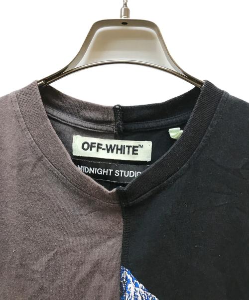 OFFWHITE（オフホワイト）OFFWHITE (オフホワイト) MIDNIGHT STUDIOS (ミッドナイト スタジオ) スプリットデザインTシャツ ブラウン×ブラック サイズ:Sの古着・服飾アイテム