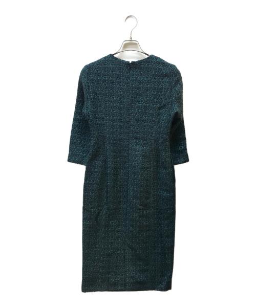 JENNE（ジェンヌ）JENNE (ジェンヌ) クラシックIラインツイードワンピース グリーン サイズ:Ｓの古着・服飾アイテム