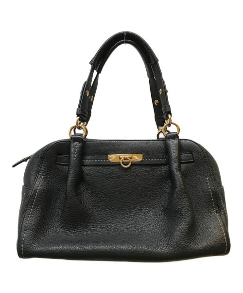 Salvatore Ferragamo（サルヴァトーレ フェラガモ）Salvatore Ferragamo (サルヴァトーレ フェラガモ) ガンチーニターンロック ミニボストンバッグ ブラックの古着・服飾アイテム