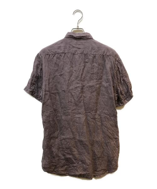 STONE ISLAND（ストーンアイランド）STONE ISLAND (ストーンアイランド) 4ポケット ガーメントダイリネンシャツ パープル サイズ:Lの古着・服飾アイテム