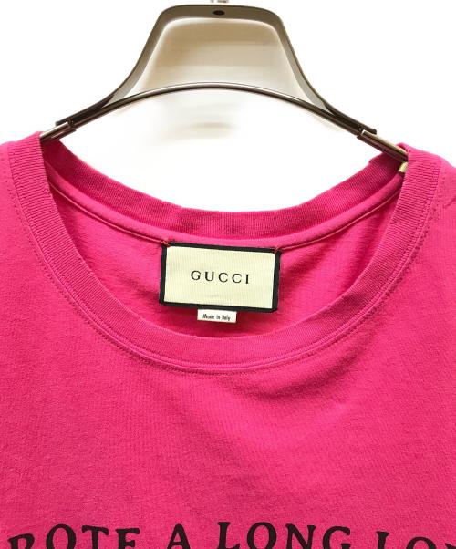 GUCCI（グッチ）GUCCI (グッチ) 18SS メッセージプリントTシャツ ピンク サイズ:Lの古着・服飾アイテム