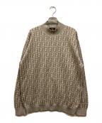 FENDIフェンディ）の古着「VIRGIN WOOL ズッカ柄モックネックニット」｜ベージュ