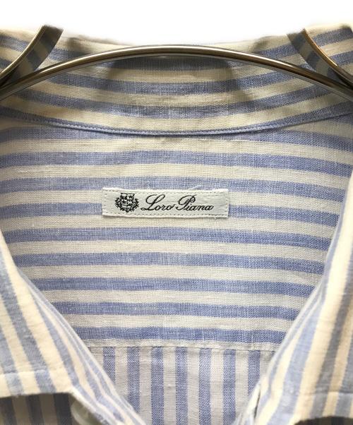 LORO PIANA（ロロピアーナ）LORO PIANA (ロロピアーナ) ストライプリネンシャツ ブルー サイズ:Lの古着・服飾アイテム