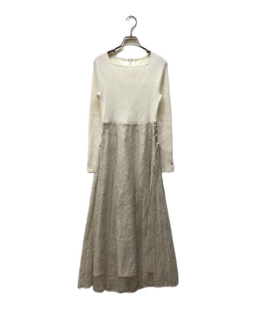 Apuweiser-riche（アプワイザーリッシェ）Apuweiser-riche (アプワイザーリッシェ) アプワイザーリッシェ サイドレースアップ ドッキング ワンピース アイボリー サイズ:2の古着・服飾アイテム