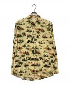 PAPASパパス）の古着「総柄シルクシャツ」｜イエロー