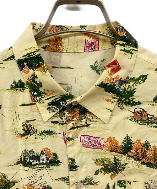 PAPAS（パパス）PAPAS (パパス) 総柄シルクシャツ イエロー サイズ:48の古着・服飾アイテム