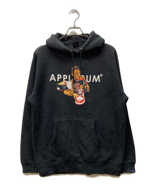 APPLEBUM（アップルバム）APPLEBUM (アップルバム) Chicago Boy プリントパーカー ブラック サイズ:Mの古着・服飾アイテム