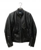 green label relaxingグリーンレーベルリラクシング）の古着「SC SOFT/COW S-ライダースジャケット」｜ブラック