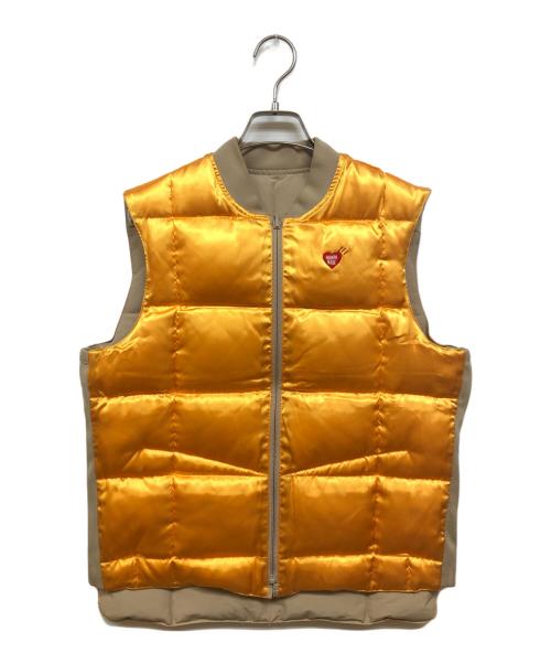 HUMAN MADE（ヒューマンメイド）HUMAN MADE (ヒューマンメイド) リバーシブルダウンベスト ベージュ×イエロー サイズ:Ｓの古着・服飾アイテム