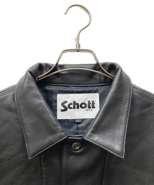 Schott（ショット）Schott (ショット) LAMB LEATHER COVERALL JACKET ブラック サイズ:Lの古着・服飾アイテム