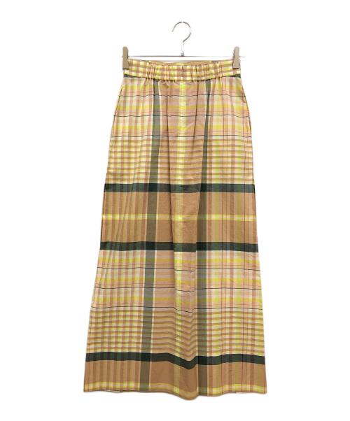 Curensology（カレンソロジー）Curensology (カレンソロジー) CSG サイドスリットチェックスカート ベージュ サイズ:36 未使用品の古着・服飾アイテム
