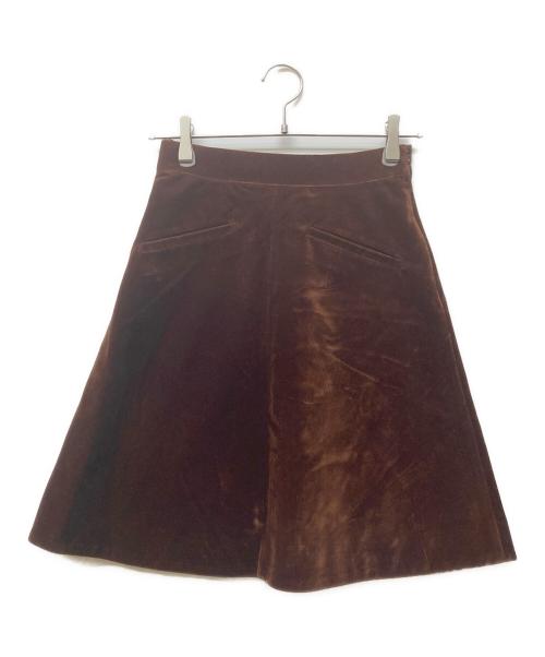 CELINE（セリーヌ）CELINE (セリーヌ) 20AW ベロアミニスカート ブラウン サイズ:36の古着・服飾アイテム