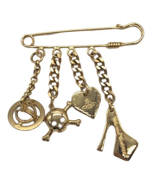 Vivienne Westwood（ヴィヴィアンウエストウッド）Vivienne Westwood (ヴィヴィアンウエストウッド) 4連チャームブローチ ゴールドの古着・服飾アイテム