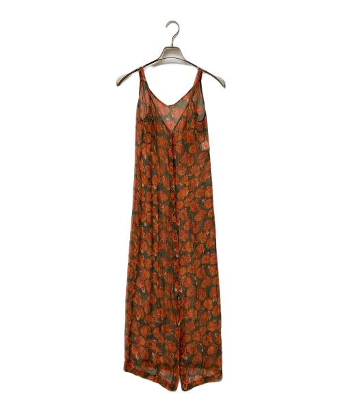 DRIES VAN NOTEN（ドリスヴァンノッテン）DRIES VAN NOTEN (ドリスヴァンノッテン) 総柄シルクノースリーブワンピース レッド サイズ:38の古着・服飾アイテム