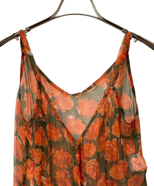 DRIES VAN NOTEN（ドリスヴァンノッテン）DRIES VAN NOTEN (ドリスヴァンノッテン) 総柄シルクノースリーブワンピース レッド サイズ:38の古着・服飾アイテム