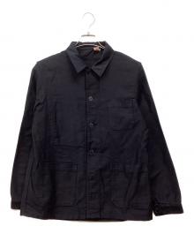 YVES PASSANT（イヴ・パッサン）の古着「ブラックモールスキンワークジャケット」｜ブラック