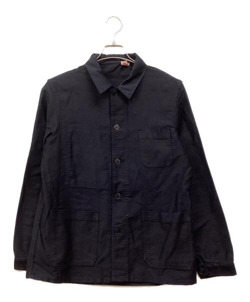 YVES PASSANT（イヴ・パッサン）YVES PASSANT (イヴ・パッサン) ブラックモールスキンワークジャケット ブラック サイズ:SIZE 48の古着・服飾アイテム