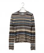 CLANEクラネ）の古着「MOLE MIX BORDER KNIT TOPS」｜グレー