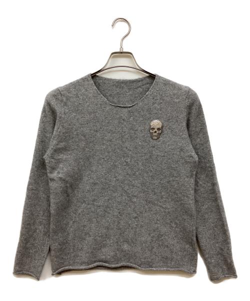 lucien pellat-finet（ルシアン・ペラフィネ）lucien pellat-finet (ルシアン・ペラフィネ) ドクロラインストーン カシミヤニット グレー サイズ:FREEの古着・服飾アイテム