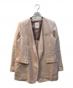 ebureエブール）の古着「リネンノーカラーテーラードジャケット」｜ピンク