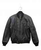 ALPHAアルファ）の古着「オールレザーMA-1ジャケット」｜ブラック