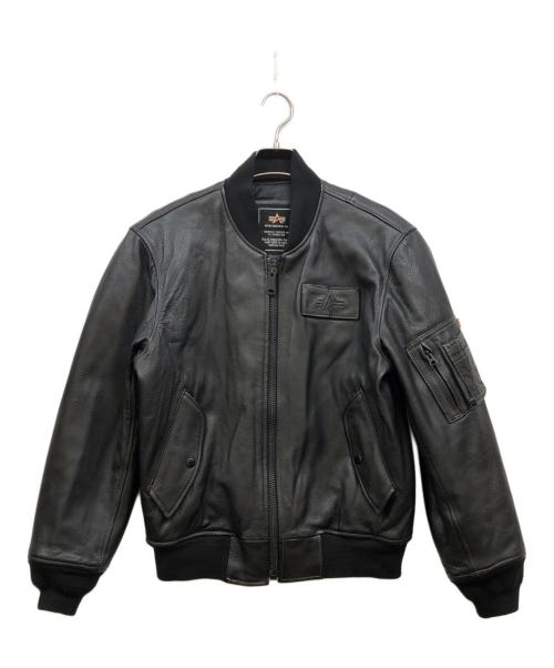 ALPHA（アルファ）ALPHA (アルファ) オールレザーMA-1ジャケット ブラック サイズ:Mの古着・服飾アイテム