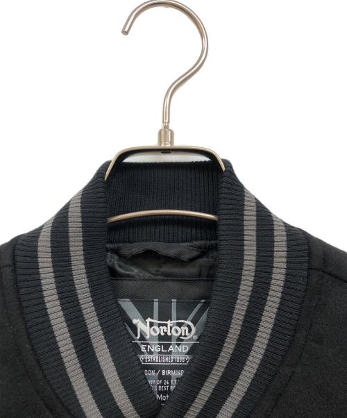 Norton（ノートン）Norton (ノートン) ロゴサガラ刺繍 モノトーン メルトンスタジャン ブラック サイズ:SIZE XXLの古着・服飾アイテム