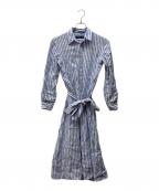 POLO RALPH LAURENポロ・ラルフローレン）の古着「ストライプリネンシャツワンピース」｜スカイブルー