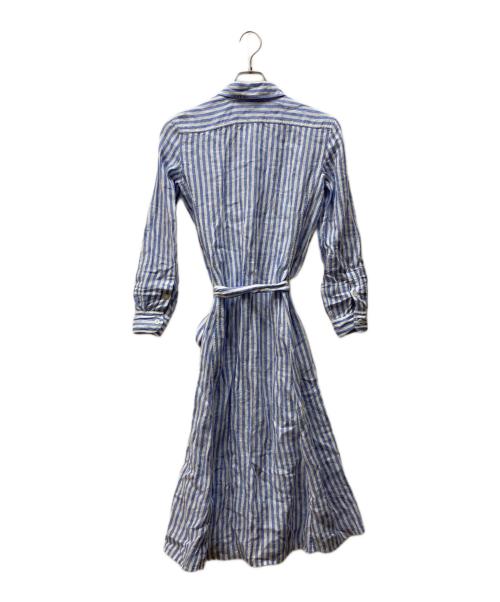 POLO RALPH LAUREN（ポロ・ラルフローレン）POLO RALPH LAUREN (ポロ・ラルフローレン) ストライプリネンシャツワンピース スカイブルー サイズ:SIZE 0の古着・服飾アイテム