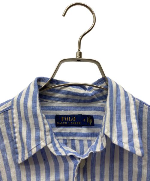 POLO RALPH LAUREN（ポロ・ラルフローレン）POLO RALPH LAUREN (ポロ・ラルフローレン) ストライプリネンシャツワンピース スカイブルー サイズ:SIZE 0の古着・服飾アイテム